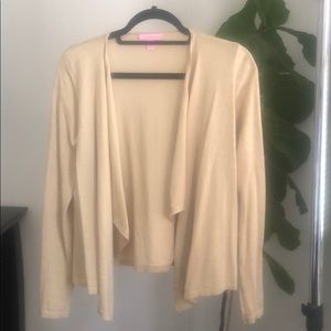 lilly pulitzer metallic gold drape front cardigan